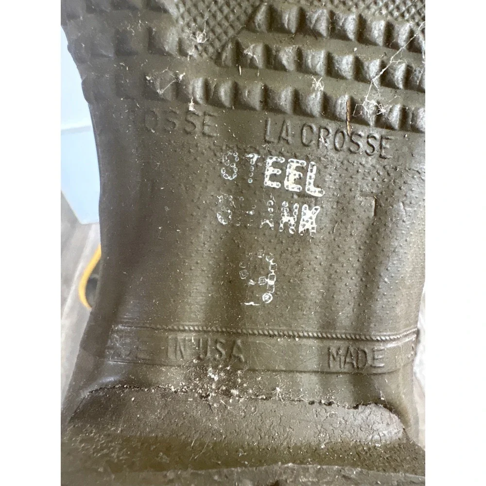 LaCrosse Outdoorsman Rubber Boots Mens 9 Green Waterproof Steel Shank USA Made